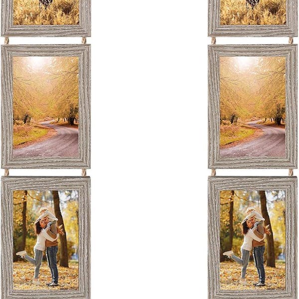 4x6 Hanging Collage Picture Frames Set of 2, 8 Opening Vertical Frame Made to Display 4 by 6 Inch Photo for Wall Decor
