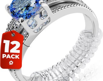 Ring Sizer Adjuster for Loose Rings - 12 Pack, Guards, Spacers & Tighteners, Fits Bands Up to 6mm, Reduces Size by 0.5-1.5, Invisible