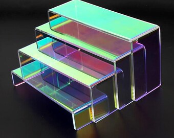Acrylic Display Riser,4.3mm Heavy Duty Crystal Display Stand Shelf Layered Aesthetic, Jewelry Display Shelf Risers for Decor