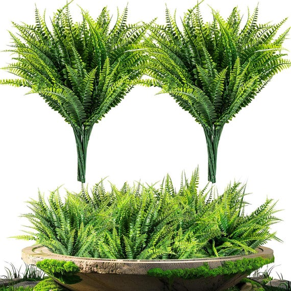 10 STCKE Geflschter Farn im Freien Farne Knstliche Pflanzen fr Farne im  Freien, die echt aussehen Boston Faux Farn Stems Outdoor Pflanzen knstlich  fr Dekor - Etsy.de