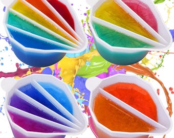 LET'S RESIN Silicone Split Cups (4pcs) - Reusable Mixing Cups with 2-5 Channels for Resin Crafts, Acrylic Pouring, and More