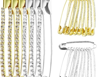 20PCS Rhinestone Safety Pins Brooch - Hijab Pins, Charms for Socks, Brooches and Pins, Small Safety Pins, Brooch Pins - Gold & Silver