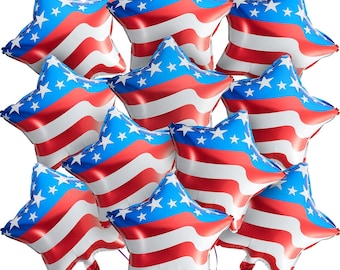 20 Stk 4. Juli Luftballons 18 Zoll Blau Rot Weiß Folienballons Patriotisch Amerikanische Flagge Stern Luftballons Unabhängigkeitstag Party Luftballons USA