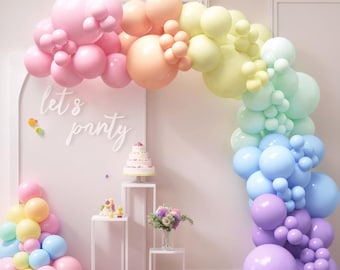 140PCS Pastel Rainbow Balloon Arch Garland Kit - Balloon Arch Kit-Birthday Balloons, Globos para Decoracion de Fiestas