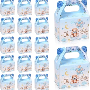 36 sztuk Niedźwiedź Baby Shower Party Favor Boxes Słodkie Niedźwiedź Pudełka Przysmaków Papierowe Cukierki Ciasteczka Pudełko Dekoracja na Baby Shower Party NIEBIESKI