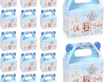 36 Pieces Bear Baby Shower Party Favor Boxes Cute Bear Treat Boxes Paper Candy Cookies Box Decoration for Baby Shower Party BLUE