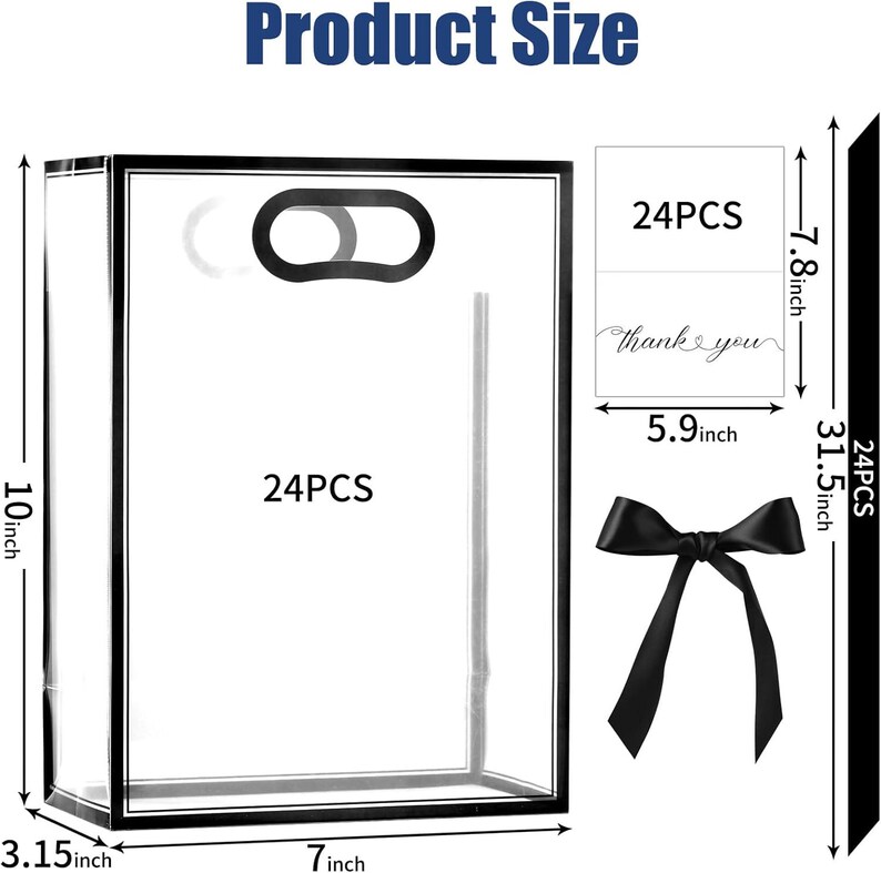24 Pcs Clear Plastic Gift Bags With Handles, Reusable Party Favor Bags ...