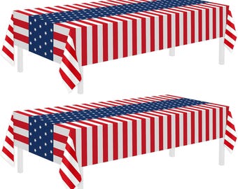 2-pack patriotiska dukar, patriotiska dekorationer 54" x 108" engångsduk i plast, födelsedagsfestduk för barn, patriotisk