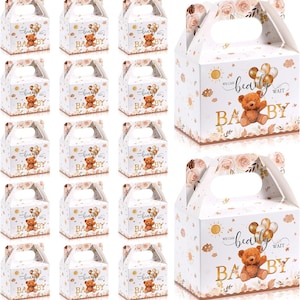 36 sztuk Niedźwiedź Baby Shower Party Favor Boxes Słodkie Niedźwiedź Pudełka Przysmaków Papierowe Cukierki Ciasteczka Pudełko Dekoracja na Baby Shower Party Brązowy