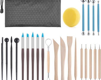 Clay Tools Kit, 25 PCS Air Dry Clay Modeling Tools Set for Adults, Ceramics Polymer Clay Sculpting Pottery Tools Kit