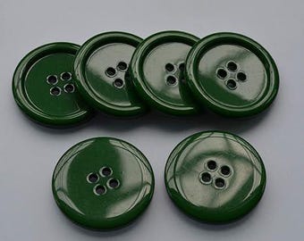 7pcs Extra Large 50mm Resin Buttons - Flatback Sewing Fasteners (Green)