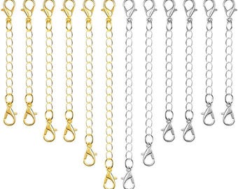 12Pcs Chain Extender Jewelry Necklace Lobster Clasps and Closures for Necklace Bracelet Jewelry Making Supplies