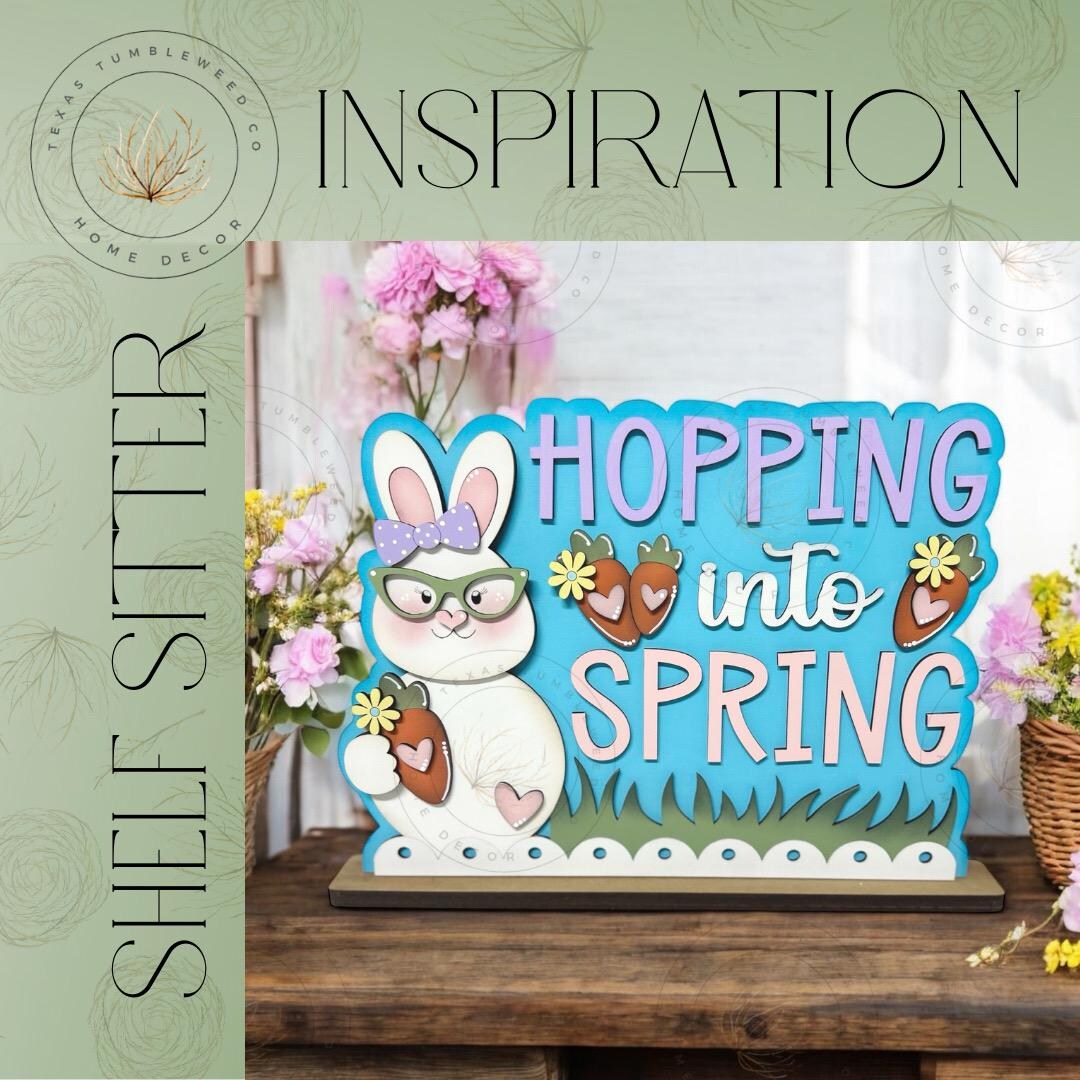 DIY | Hopping Into Spring Word Art Shelf Sitter Standing Sign | Shelf ...