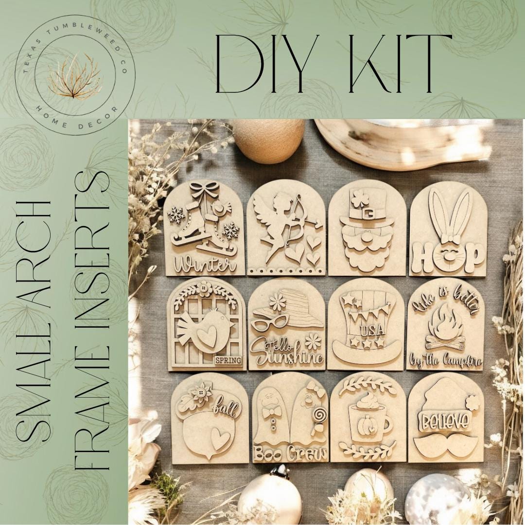DIY | Interchangeable Small Arched Boho Sign Add-on | Twelve Month Bundle | Interchangeable | DIY | Home Decor | Sesonal Decor