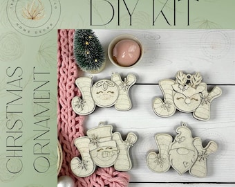 DIY | Candy Cane Joy Ornament Bundle | Gingerbread | Snowman | Reindeer | Gnome | Christmas Ornament | Seasonal Decor | Laser Cut Blanks