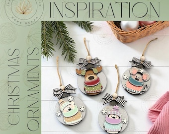 DIY | Christmas Bulky Sweater Ornament Bundle | Gift Tag | Christmas Ornament | Mouse | Polar Bear | Penguin | | Moose | Christmas| Gift