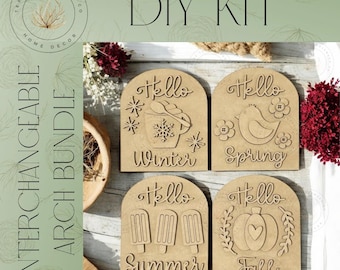 DIY | Interchangeable Small Arched Boho Sign Add-on | Four Seasons Set | Interchangeable | DIY | Home Decor | Sesonal Decor | Shelf Sitter