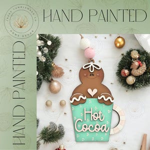 Gingerbread in a Cup Ornament | Hand Painted | Home Decor | Ornament | Seasonal | Christmas | Gingerbread | Finished Item | Gift Tag