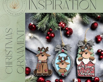 DIY | Reindeer Christmas Ornament Bundle | DIY Christmas Ornament | Reindeer Craft | Seasonal Decor | Gift | Tag | Christmas Decor