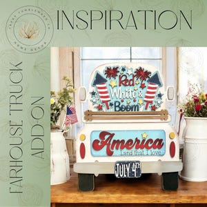 DIY | Add-on for Interchangeable Farmhouse Truck Base | Red White & Boom Truck | Interchangeable | DIY | Home Decor | Patriotic | Seasonal
