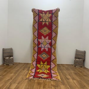 Authentic Berber, Moroccan Runner Rug, Handmade Wool, Bright Colors, Boho Decor, One-Of-a-Kind