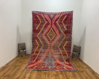 Traditional Moroccan Rug, Authentic Vintage Berber Carpet, Handwoven Tribal Design, Colorful Bohemain Style
