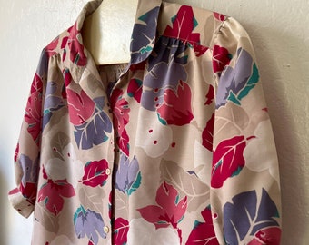 Vintage 80s Floral Button Down Blouse