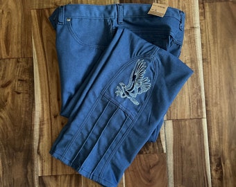 Vintage Deadstock Flared Jeans with Eagle Embroidery by Sheplers NOS 33x32