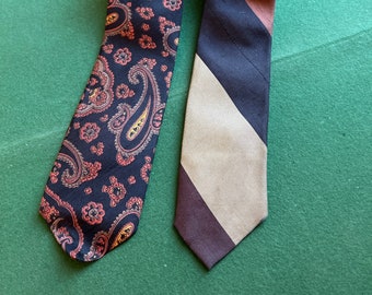 Set of 2 Vintage Neckties Ties 60s/70s