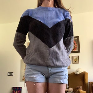 Vintage 80s Graphic Knit Sweater Multi Color Design