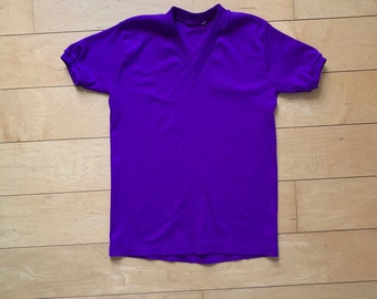 Vintage Purple Womens V Neck Short Sleeve Top