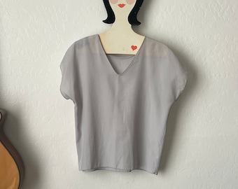 Vintage V-Neck Sheer Blouse Size Medium