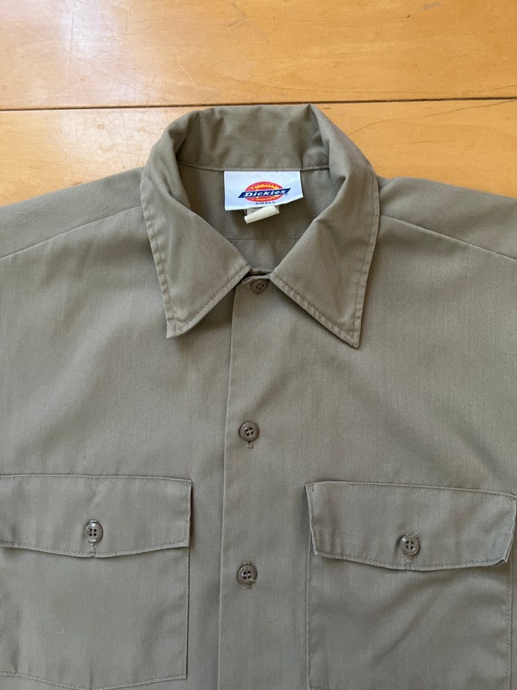 Vintage Tan Mens Short Sleeve Button Down Dickies 