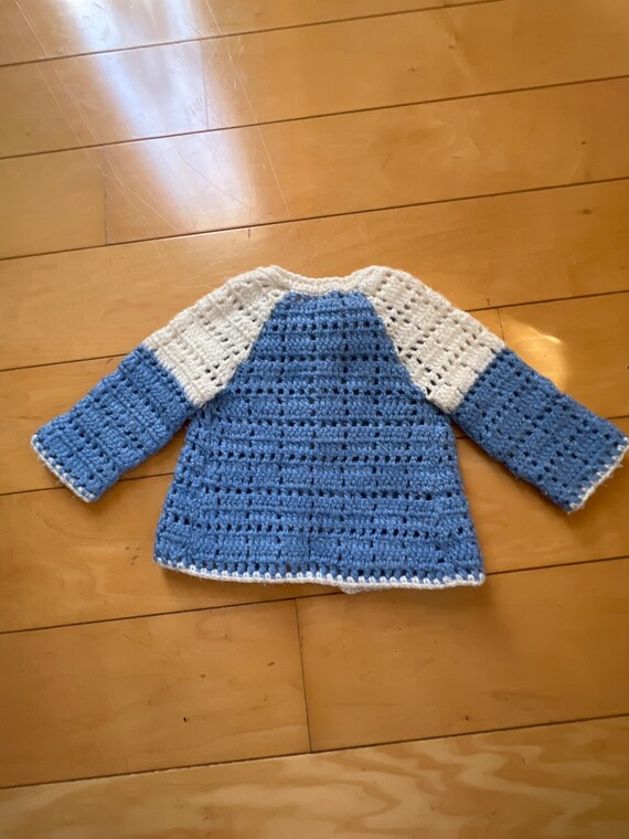 Vintage Hand Knit Baby Cardigan Sweater - image 7