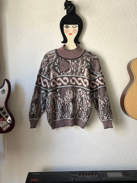 Vintag 80s Graphic Sweater Womens Size M