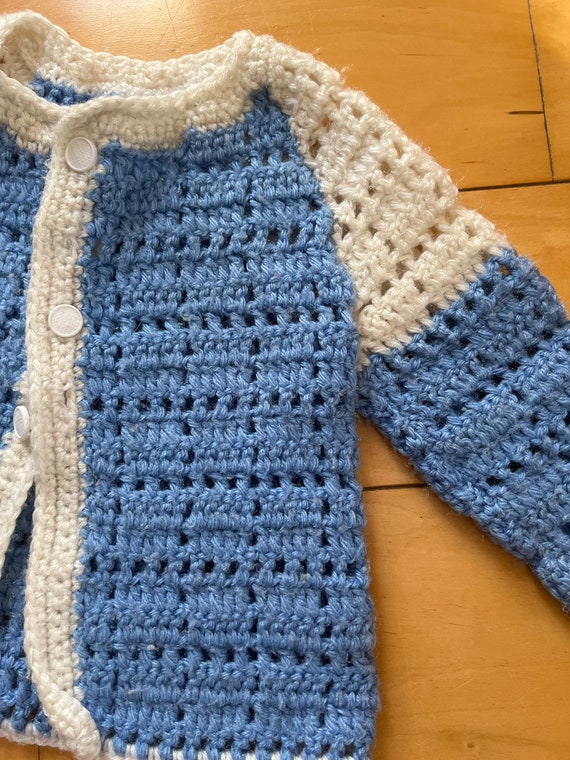 Vintage Hand Knit Baby Cardigan Sweater - image 6