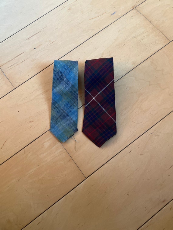 Vintage Plaid Wool Neckties Set of 2 Ties