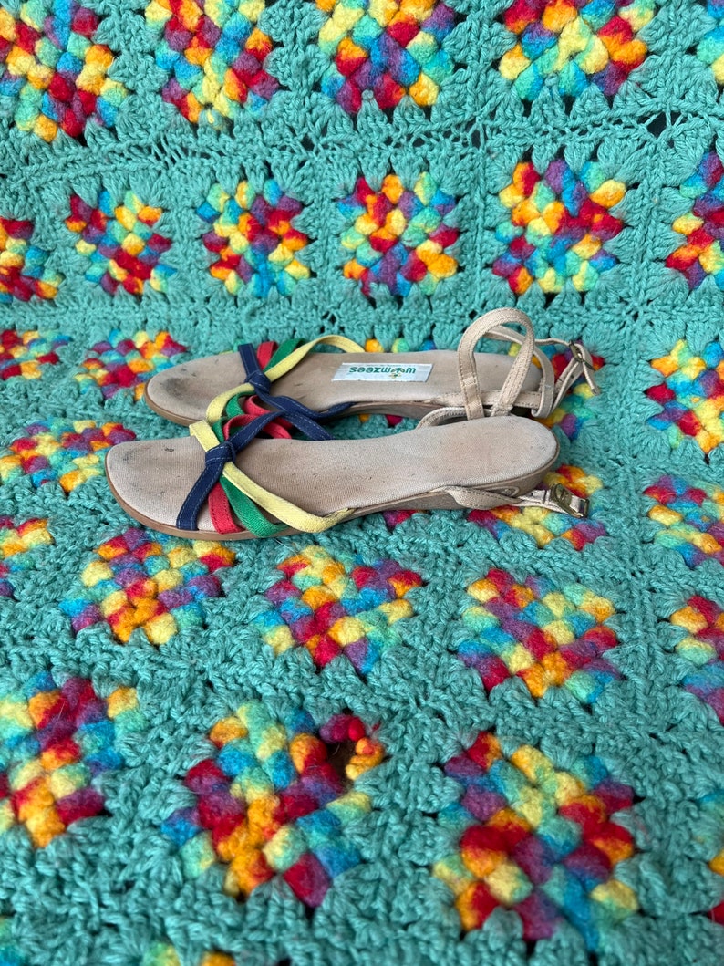 Vintage Rainbow Sandals by Wimzees Size 7 Etsy