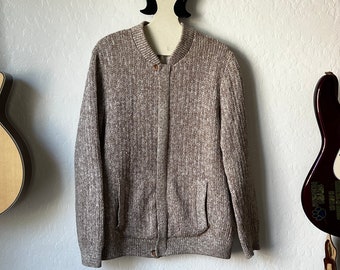 Vintage Knit Cardigan with Zipper Mens Medium Womens L