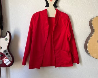 Vintage Red Ladies Jacket Blazer Coat Size M/L