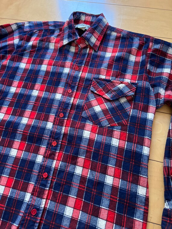 Vintage Mens Button Down Long Sleeve Flannel Shirt - image 4