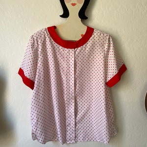 Vintage Red and White Polka Dot Blouse image 2