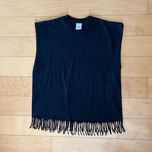 Vintage Cut Off and Fringed Black Tee