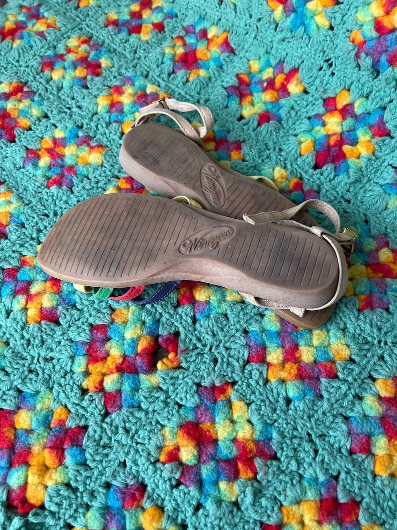 Vintage Rainbow Sandals by Wimzees Size 7 Etsy