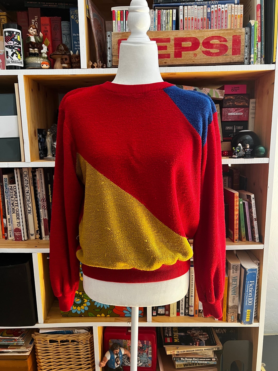 Vintage 80s Colorblock Textured Sweatshirt - Etsy