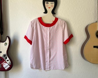 Vintage Red and White Polka Dot Blouse