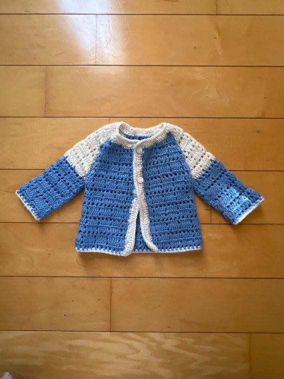 Vintage Hand Knit Baby Cardigan Sweater - image 1