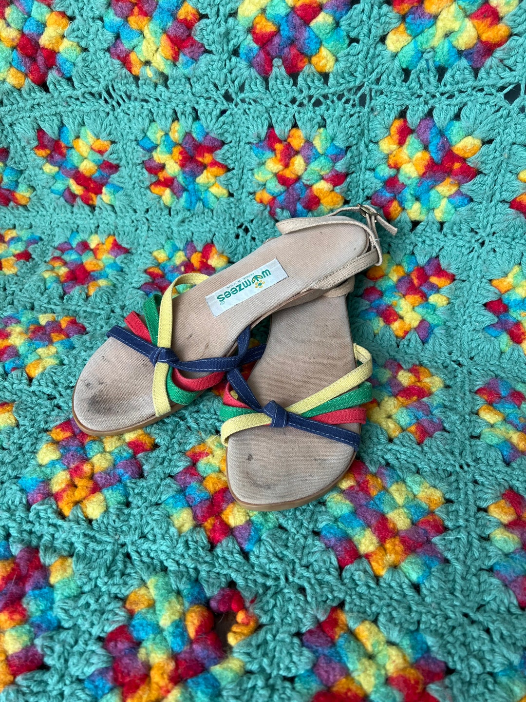 Vintage Rainbow Sandals by Wimzees Size 7 Etsy