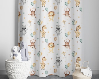 Safari Animals Curtain,Baby Boy Room Curtains, Nursery Curtains, Window Curtains, Printed Curtains, Personalized Curtains