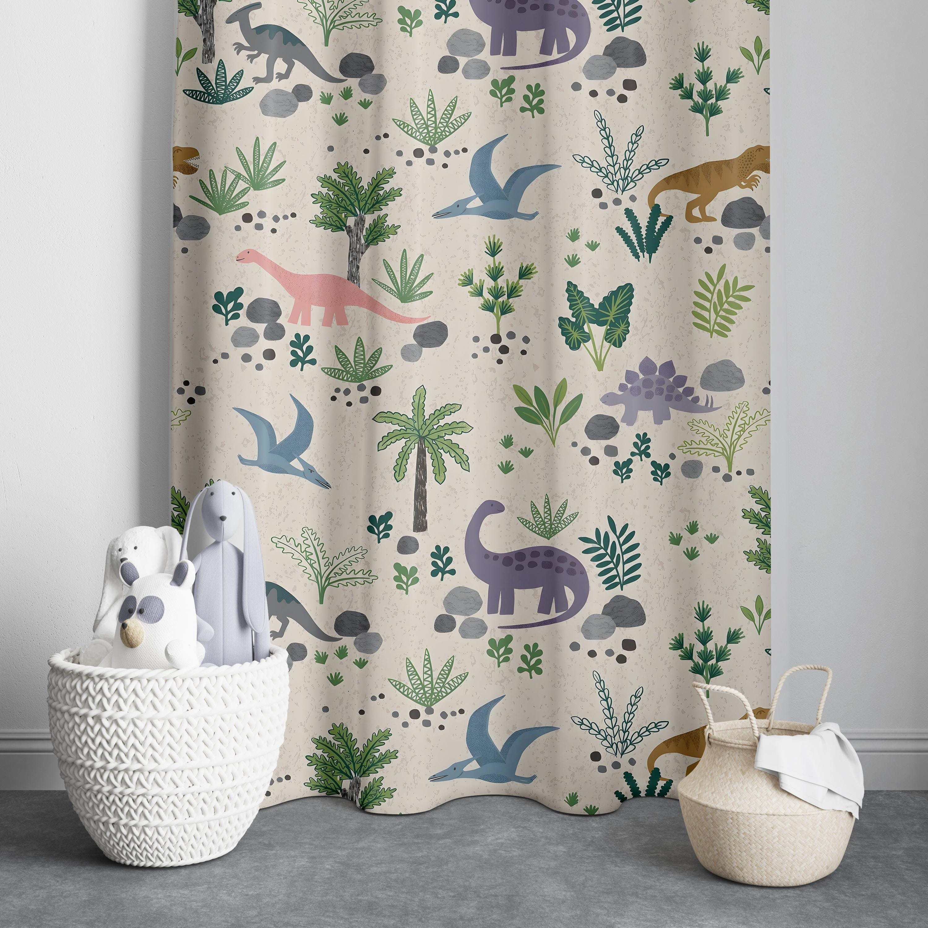 Dinosaur Baby Boy Room Curtains, Dinosaur Print Curtains For The Nursery, Nursery Curtains,  Window Curtains, Dinosaur Kids Room Curtains